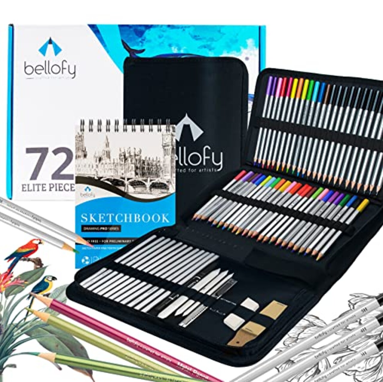 Bellofy 72 Pack Drawing Kit with 100 Sheets Drawing Pad, Art Supplies for  Adults, Beginners & Kids, Art Set with All Necessary Drawing Supplies, Drawing kit for Kids 9-12 for Girls & Boys